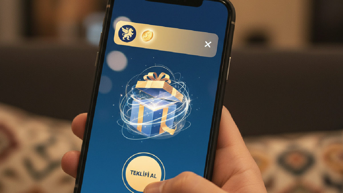 Bir akıllı telefon ekranında görünen 'Ücretsiz Bahis' veya 'Hoş Geldin Bonusu' bildirimini tutan bir el.