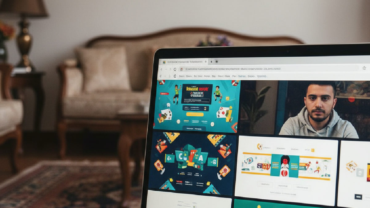 Dizüstü bilgisayar ekranında görünen çeşitli online bahis platformları ve deneme bonusu teklifleri.