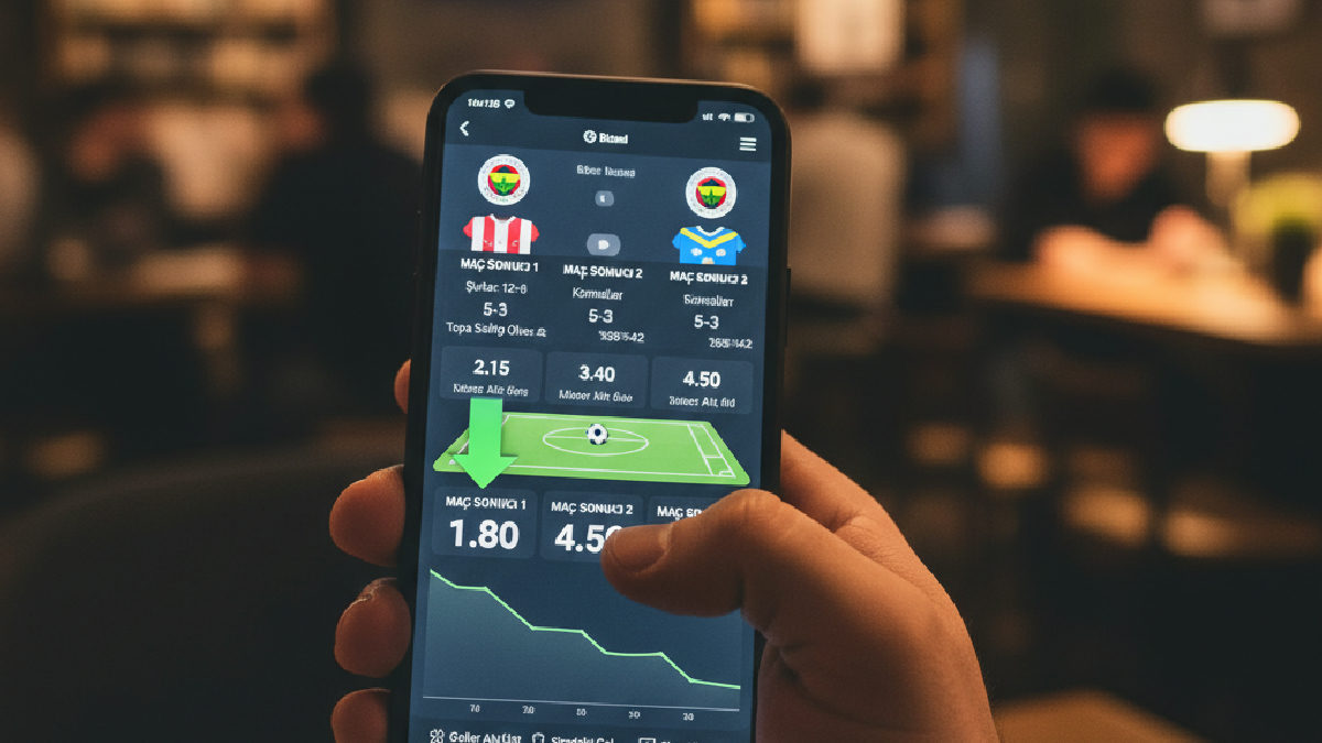 Canlı bahis oranı düşen maçları takip eden bir kullanıcının mobil ekranı.